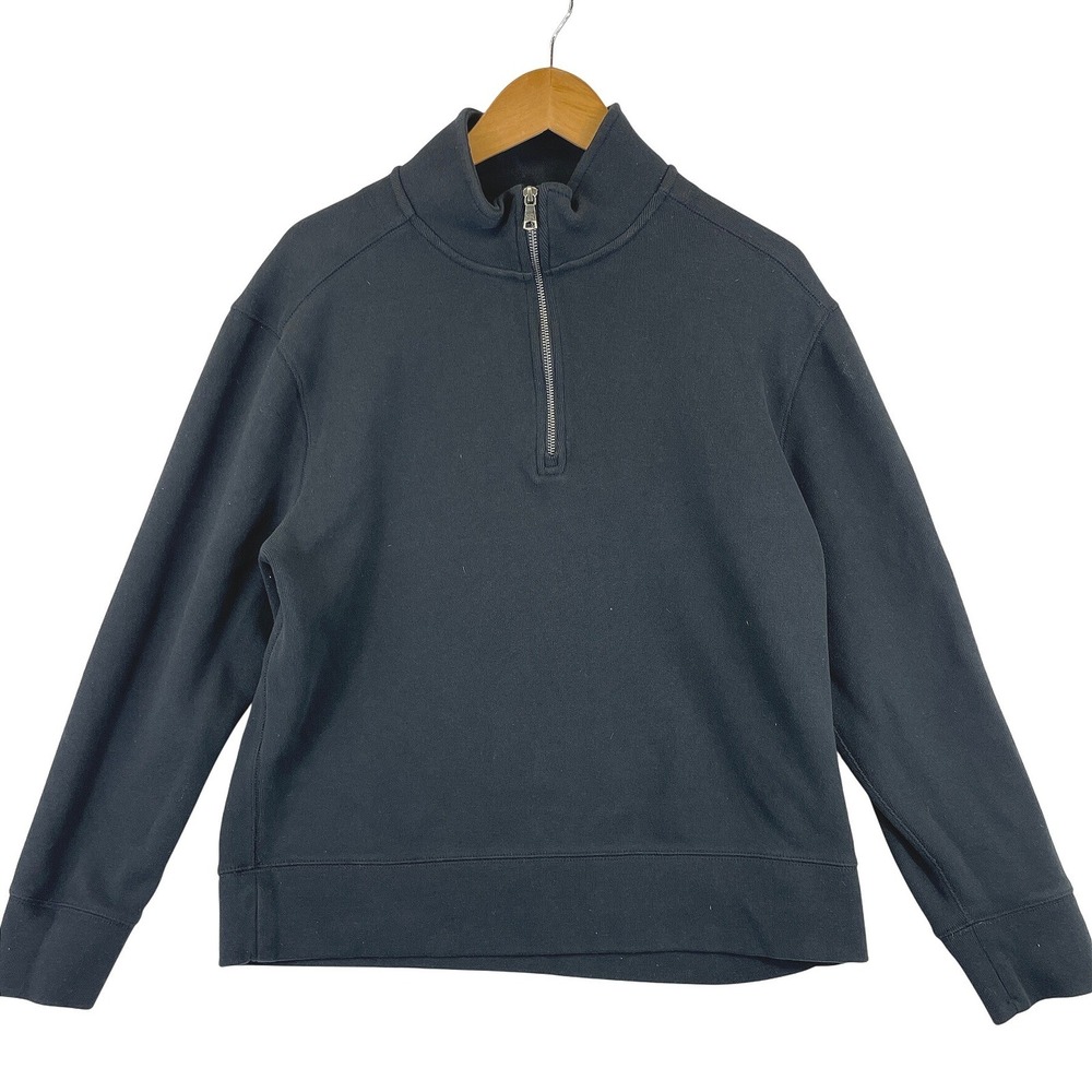 Banana Republic Men's Size Large Black Quarter Zip Cotton Blend Pullover Sweater